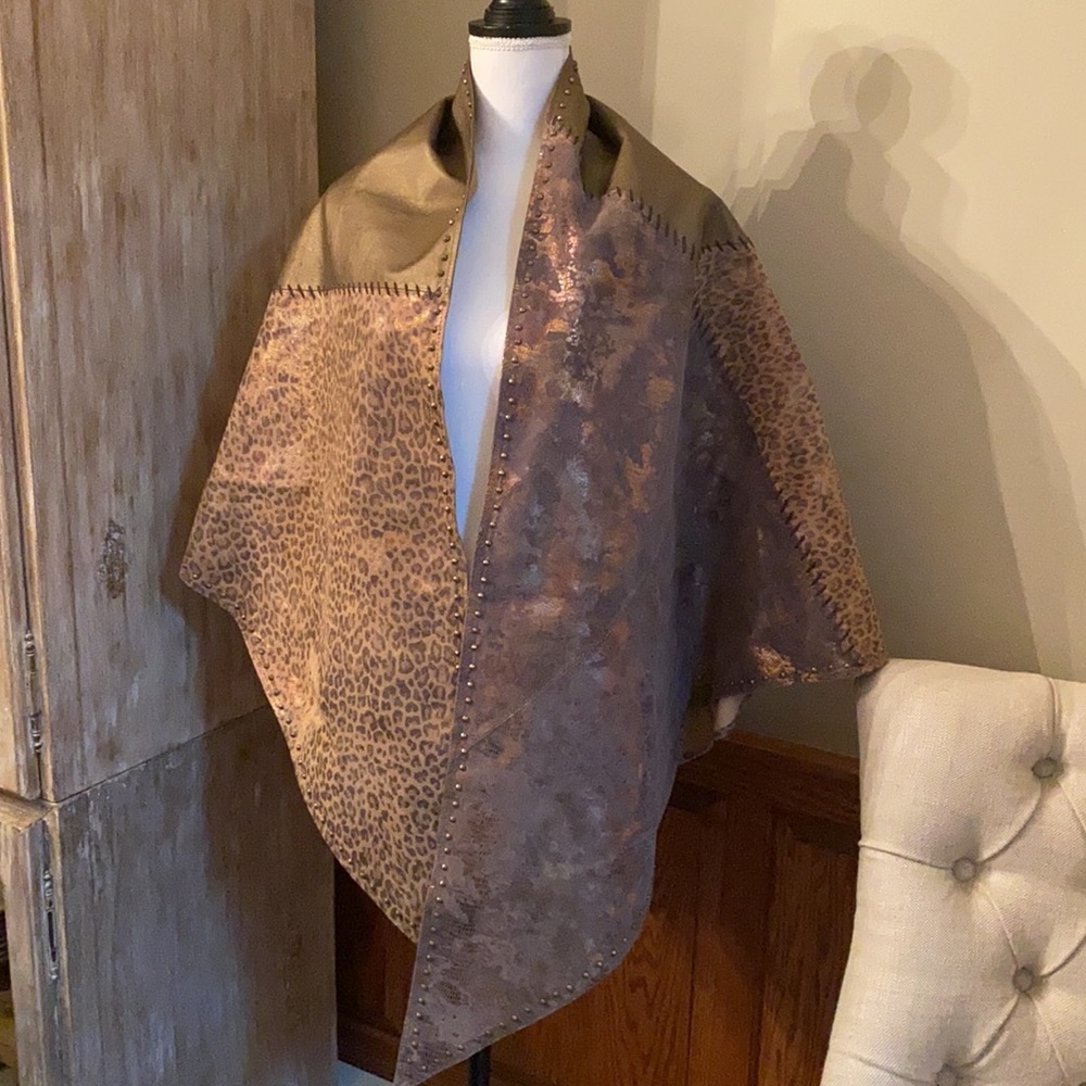 Chico’s Animal Print Leather Shawl Wrap